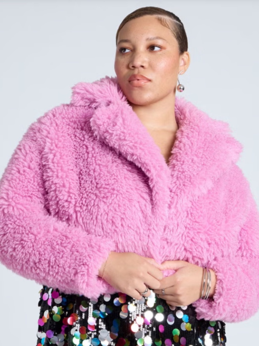 Eloquii Cropped Faux Fur Coat - Size 14/16